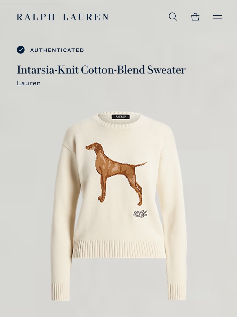 Ralph Lauren Lauren Intarsia-Knit Cotton Blend Sweater - Picture 5 of 8